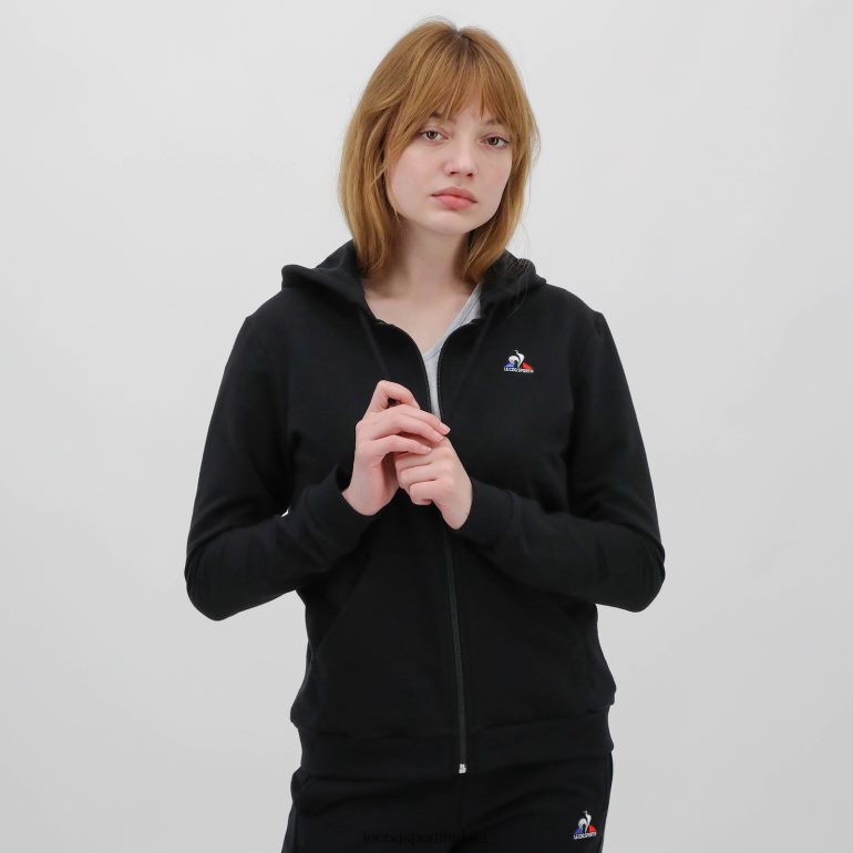Жене Le Coq Sportif дуксерица са капуљачом и црним патентним затварачем одећу LVZN2D319