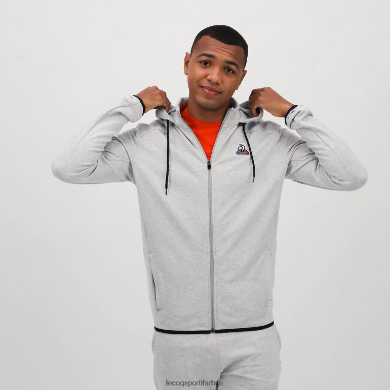 мушкарци Le Coq Sportif Дуксер са капуљачом и сивим патентним затварачем одећу LVZN2D485